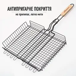 Решітка гриль для овочів, грибів та риби (30x42 см), чорна, Ecokraft (6920021769127) - мініатюра 4