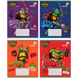 Зошит Kite Ninjia Turtles, 12 аркушів, коса лінія (NT26-235), в асортименті