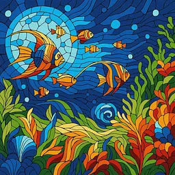Картина за номерами "Вітраж. Морський світ" art_selena_ua KHO5171, 30x30 см