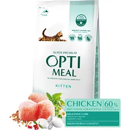 Сухий корм для кішок Optimeal для кошенят зі смаком курки 1.5 кг (4820215369664) - мініатюра 2