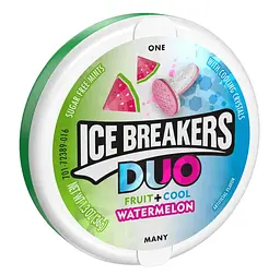 Льодяники Ice Breakers Duo Fruit Plus Cool Watermelon Sugar Free Mints 36г - мініатюра 2