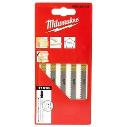 Полотна для лобзиків T101B MILWAUKEE, 75х2,5мм, (5шт), (деревина, чистий різ)