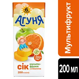 Уцінка. Сік Агуня Мультифрукт з м'якоттю 200 мл (928708) - мініатюра 2