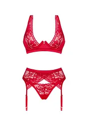 Комплект білизни Obsessive Lacelove XS/S червоний - мініатюра 7