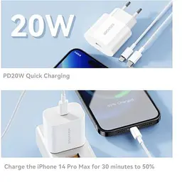 Зарядний пристрій Essager USB-C PD20W + cable USB-C to Lightning white (EFJB02-XBL02-T) - мініатюра 2