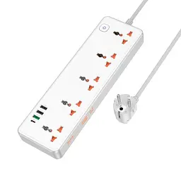 Мережевий подовжувач Hoco AC14A Rico 5-position socket(PD30W/1C3A)(EU) Білий - мініатюра 3