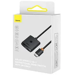 Перехідник HUB AirJoy Series 2in1 HDMI to HDMI/HDMI (B01331105) Cluster Black Baseus teh0030558 - мініатюра 2