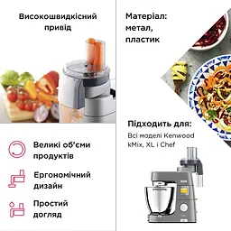 Насадка для комбайна Kenwood AT340 фуд-процесор (AWAT340001) - мініатюра 3