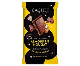 Шоколад молочний Cachet MILK CHOCOLATE Almonds & nougat з мигдалем та нугою 300 г