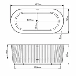Окремостояча акрилова ванна VBI Levanna 170x75, біла VBI-071217 - мініатюра 2