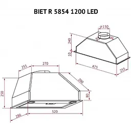 Витяжка Perfelli Biet R 5854 I 1200 LED - мініатюра 10