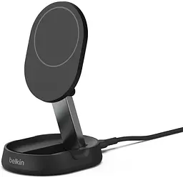 Зарядний пристрій бездротовий 15Вт Magnetic Stand Qi2 адаптер 20Вт USB-C чорний Belkin teh0018808