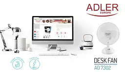 Вентилятор AdlerAD 7302 white настільний/ 45Вт/ D=23см/ автоповорот/ білий (AD7302) - мініатюра 8
