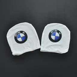 Чохли для підголівників Універсальні BMW Білі Кольоровий логотип 2 шт - мініатюра 2