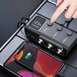 Автомобільний розгалужувач Earldom ET-CS4 120W з 3 прикурювачами та USB - мініатюра 3