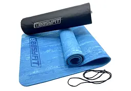 Килимок для йоги та фітнеса EasyFit PER Premium Mat 8 мм синій + Чохол - мініатюра 1