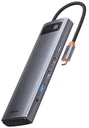 USB-Хаб Baseus Metal Gleam Series 12-in-1 (Type-C to HDMI+USB3.1*2+USB3.0*2+Type-C 3.1+PD+RJ45+SD/TF gray (WKWG020213)