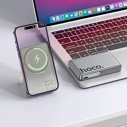 Портативне зарядне - магнітний павер банк Hoco Q36A Sunlight 10000 mAh magnetic + holder PD 20W - мініатюра 8