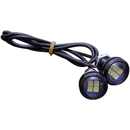 Денні ходові вогні ДХО очі врізні LED D23 мм / 3W / 12V / Білі 2 шт.