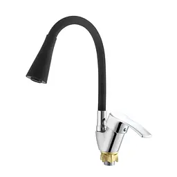 Змішувач для кухні з силіконовим виливом Zerix Yut 279 Reflector Black ZX5986, Хром