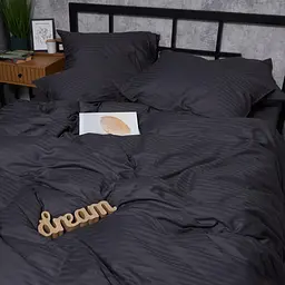 Комплект постільної білизни Moon&Star Satin Stripe Dark Serenity Полуторний Євро 160х220 наволочки 4х70х70 - мініатюра 5