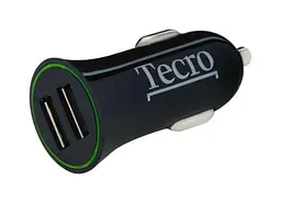 Автомобільний зарядний пристрій Tecro, чорний, DC 12/24, 2xUSB, 2.1A (TCR-0221AB)