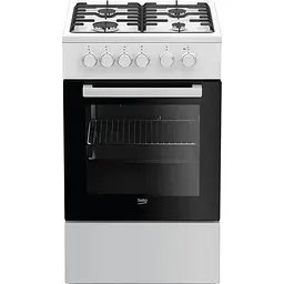 Плита комбінована Beko FSS52020DW У1 перепакована, білий, варильна поверхня з духовкою, механічне, 4 газові конфорки, електрична