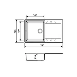 Кухонна мийка Adamant HORIZON антрацит 780x495x230 мм, з крилом 78 см - мініатюра 2