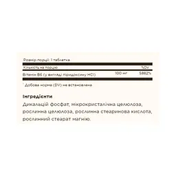 Вітамін B6 Vitamin B6 100mg - 100 tabs - мініатюра 2