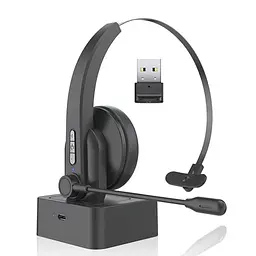 Бездротова Bluetooth-гарнітура Opptel BH63S з поворотним мікрофоном та USB-ресивером 2.4G (Чорний) - мініатюра 4