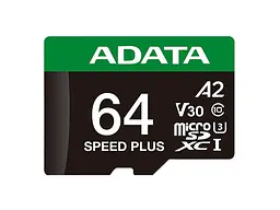 Карта памяти ADATA Speed ​​Plus microSDXC 64 GB (UD64GUI3V30A2SP-RA1)