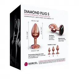 Маленька металева анальна пробка із кристалом Dorcel Diamond Plug S, 7.1х2.7 см, чорний - мініатюра 8
