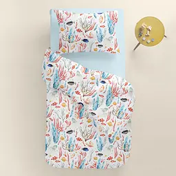 Дитяча постільна білизна в ліжечко CORAL REEF CS2, блакитний (SeaReefColor_58LightBlue_140) - мініатюра 2