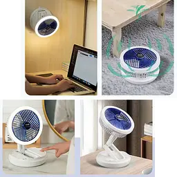 Настільний складний вентилятор Folding Fan 2in1 with Night Light White - мініатюра 6