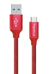 Кабель USB AM - Type-C, 1 м, Red, ColorWay, 2.1A (CW-CBUC003-RD)