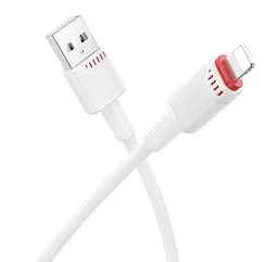 Кабель синхронізації Borofone BX110 Premium USB to Lightning 2.4A 1 м White (37239_3611053)