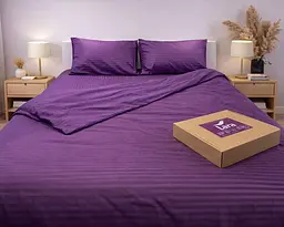 Постільна білизна LARA сатин-страйп LUX violet d13226е160 з простирадлом на резинці 160х200х25 євро