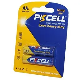 Батарейка AA (R6), сольова, PKCELL, 2 шт, 1.5V, Blister (R6P-2B)