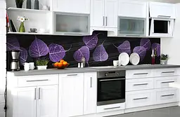 Вініловий кухонний фартух Фіолетові Листя наклейка для кухні ПВХ незвичайний Рослини Happy Pocket Z181567 - мініатюра 5