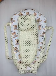 Позиціонер для новонародженого кокон, babynest з ручками, зі знімним дном + подушка BST Ведмедик Бежевий