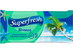 Вологі серветки SUPER FRESH 15шт Breeze