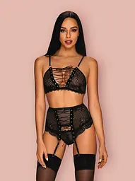 Комплект білизни Obsessive Basitta L/XL чорний - мініатюра 3