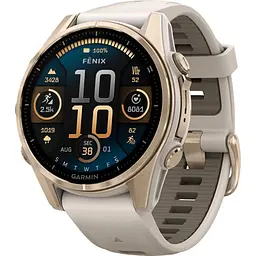 Смарт-годинник Garmin Fenix 8 AMOLED Sapphire 43mm Soft Gold with Fog Gray/Dark Sandstone Silicone Band (010-02903-10) [115093] - мініатюра 1