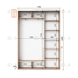 Шафа-купе Idea серія 1 170 x 45 x 240 см Дуб сонома - мініатюра 2