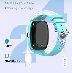 Розумний дитячий годинник Lemfo D16 з 4G SIM-картою, HD відеодзвінками, прослуховуванням та IP67 вологозахистом Синій - мініатюра 8