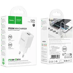 МЗП Hoco C147A PD20W+QC3.0 (1USB-A/1C) White - мініатюра 6