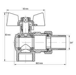Кран з американкою Koer 3/4" KR.228.W кутовий білий KR0100 - мініатюра 3