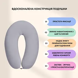 Подушка для вагітних та годування Sei Design трикотаж гіпоалергенна, наволочка з бавовни на блискавці сірий-беж 30 х 190 см (8000036178*002) - мініатюра 2