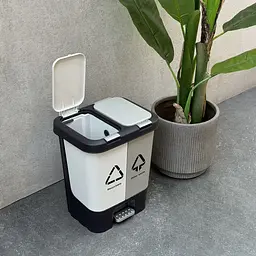 Відро для сміття MBM My Home сортувальне з кришкою та педаллю 10+10 л сіре (BIN-05 (10+10L) LIGHT GRAY/GRAY) - мініатюра 10