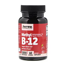 Витамин Jarrow Formulas Метил B-12 со вкусом вишни, 5000 мкг, Methyl B-12, 60 леден (JRW18004)